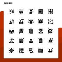 25 conjunto de iconos de negocios plantilla de ilustración de vector de icono de glifo sólido para ideas web y móviles para empresa de negocios