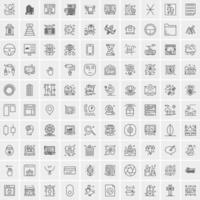 paquete de 100 iconos de líneas universales para móviles y web vector