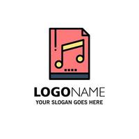 Audio Computer File Mp3 Sample Business Logo Template Flat Color vector