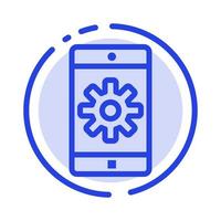 Application Mobile Mobile Application Setting Blue Dotted Line Line Icon vector