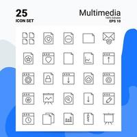 25 conjunto de iconos multimedia 100 archivos eps 10 editables concepto de logotipo de empresa ideas diseño de icono de línea vector