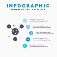 átomo molécula ciencia sólido icono infografía 5 pasos presentación antecedentes vector