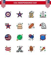 Happy Independence Day 16 Flat Filled Lines Icon Pack for Web and Print star usa cole sight landmark Editable USA Day Vector Design Elements
