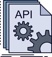 vector de icono de color plano de software de desarrollador de codificación de aplicaciones api