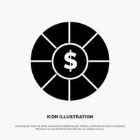 Coin Currency Dollar solid Glyph Icon vector