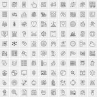 Pack of 100 Universal Line Icons for Mobile and Web vector