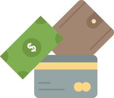 credit card money currency dollar wallet Flat Color Icon Vector