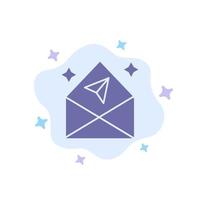 Arrow Chat Mail Open Blue Icon on Abstract Cloud Background vector