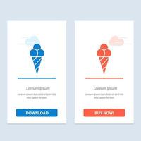 cono de helado de playa azul y rojo descargar y comprar ahora plantilla de tarjeta de widget web vector