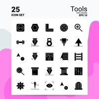 25 Tools Icon Set 100 Editable EPS 10 Files Business Logo Concept Ideas Solid Glyph icon design vector