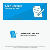 File Education Pen Pencil SOlid Icon Website Banner and Business Logo Template vector