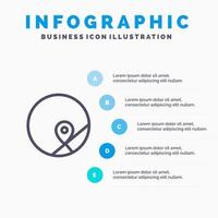 Basic Map Location Map Line icon with 5 steps presentation infographics Background vector