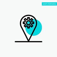 Business Location Map Gear turquoise highlight circle point Vector icon