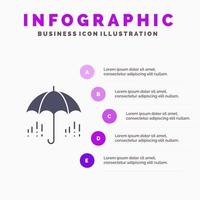 Umbrella Rain Weather Spring Solid Icon Infographics 5 Steps Presentation Background vector