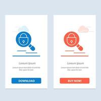 Search Research Lock Internet  Blue and Red Download and Buy Now web Widget Card Template vector