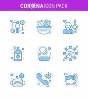 Simple Set of Covid19 Protection Blue 25 icon pack icon included soap hand virus vaccine bottle temprature viral coronavirus 2019nov disease Vector Design Elements