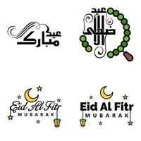 paquete de vectores de 4 texto de caligrafía árabe eid mubarak celebración del festival de la comunidad musulmana