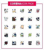 iconos de conjunto de prevención de coronavirus 25 icono de línea llena de color plano, como la consulta de sangre, la construcción del cuerpo, pedirle a un médico que advierta el coronavirus viral 2019nov, los elementos de diseño del vector de enfermedad