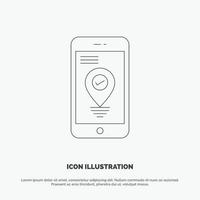 Navigation Location Pointer Smartphone Line Icon Vector