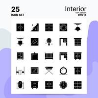 25 conjunto de iconos interiores 100 archivos editables eps 10 ideas de concepto de logotipo de empresa diseño de icono de glifo sólido vector