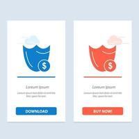 Shield Guard Safety Secure Security Dollar  Blue and Red Download and Buy Now web Widget Card Template vector