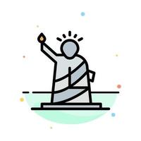 Landmarks Liberty Of Statue Usa Abstract Flat Color Icon Template vector