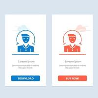 User Male Client Services  Blue and Red Download and Buy Now web Widget Card Template vector