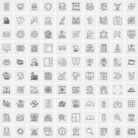 paquete de 100 iconos de líneas universales para móviles y web vector