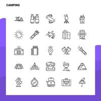 Set of Camping Line Icon set 25 Icons Vector Minimalism Style Design Black Icons Set Linear pictogram pack