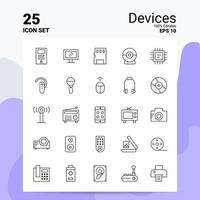 Conjunto de iconos de 25 dispositivos 100 archivos eps 10 editables concepto de logotipo de empresa ideas diseño de icono de línea vector