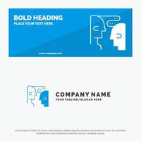Brain Communication Human Interaction SOlid Icon Website Banner and Business Logo Template vector