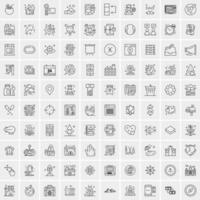 paquete de 100 iconos de líneas universales para móviles y web vector