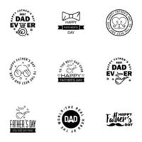 Happy fathers day 9 Black vintage retro type font Illustrator eps10 Editable Vector Design Elements