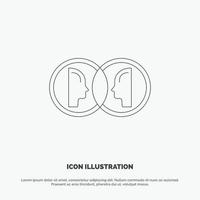 Coin Face Dual Duplicate Man Line Icon Vector