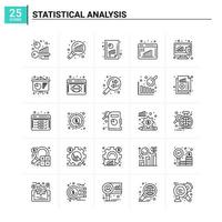 25 Statistical Analysis icon set vector background