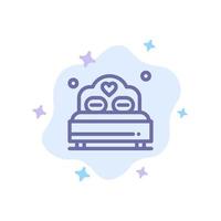 Bed Love Heart Wedding Blue Icon on Abstract Cloud Background vector