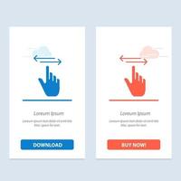 gestos con los dedos mano izquierda derecha azul y rojo descargar y comprar ahora plantilla de tarjeta de widget web vector
