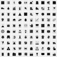 Set of 100 Universal Solid Icons vector