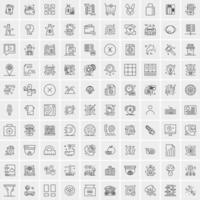 paquete de 100 iconos de líneas universales para móviles y web vector