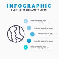 mapa de ubicación global icono de línea de geografía mundial con fondo de infografía de presentación de 5 pasos vector