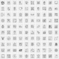 paquete de 100 iconos de líneas universales para móviles y web vector