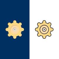 Setting Gear  Icons Flat and Line Filled Icon Set Vector Blue Background