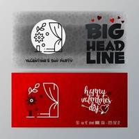 Valentines Day Big Banner Template Red Background vector