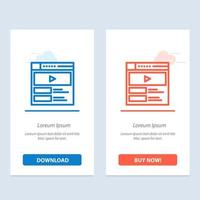 Video Video Player Web Website  Blue and Red Download and Buy Now web Widget Card Template vector