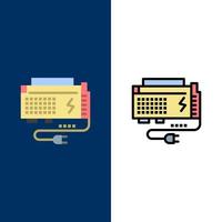 Apc Battery Computer Power Source  Icons Flat and Line Filled Icon Set Vector Blue Background