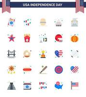 Happy Independence Day USA Pack of 25 Creative Flats of white landmark garland house usa Editable USA Day Vector Design Elements