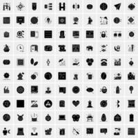 Set of 100 Universal Solid Icons vector