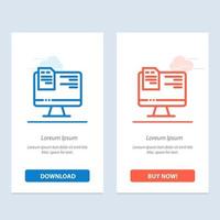 Computer File Education Online  Blue and Red Download and Buy Now web Widget Card Template vector