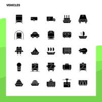 conjunto de iconos de 25 vehículos plantilla de ilustración de vector de icono de glifo sólido para ideas web y móviles para empresa comercial