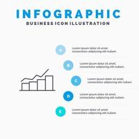 gráfico de crecimiento gráfico de diagrama de flujo aumentar el icono de línea de progreso con 5 pasos presentación infografía fondo vector